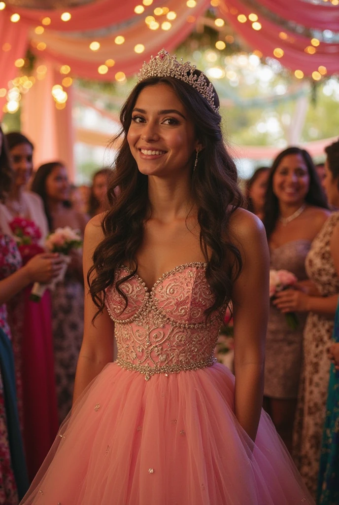 (((Uma Mulher europeia 19 anos))) (((cabelos longos e cabelos castanhos))) (((olhar profundo))) (((Amber eyes))) (((modelo))) (((estilo Pinkney))) (((covinha nas bochechas))) (((melhor retrato))) 4k , highes definition. (((Vestido recatado decote canoa cor amarelo))) Melhor imagem. (((Jasmine wreath on head))). She's dancing in the grape-filled tub  ((((Feast of Pisa in Italy))) jardim romano.