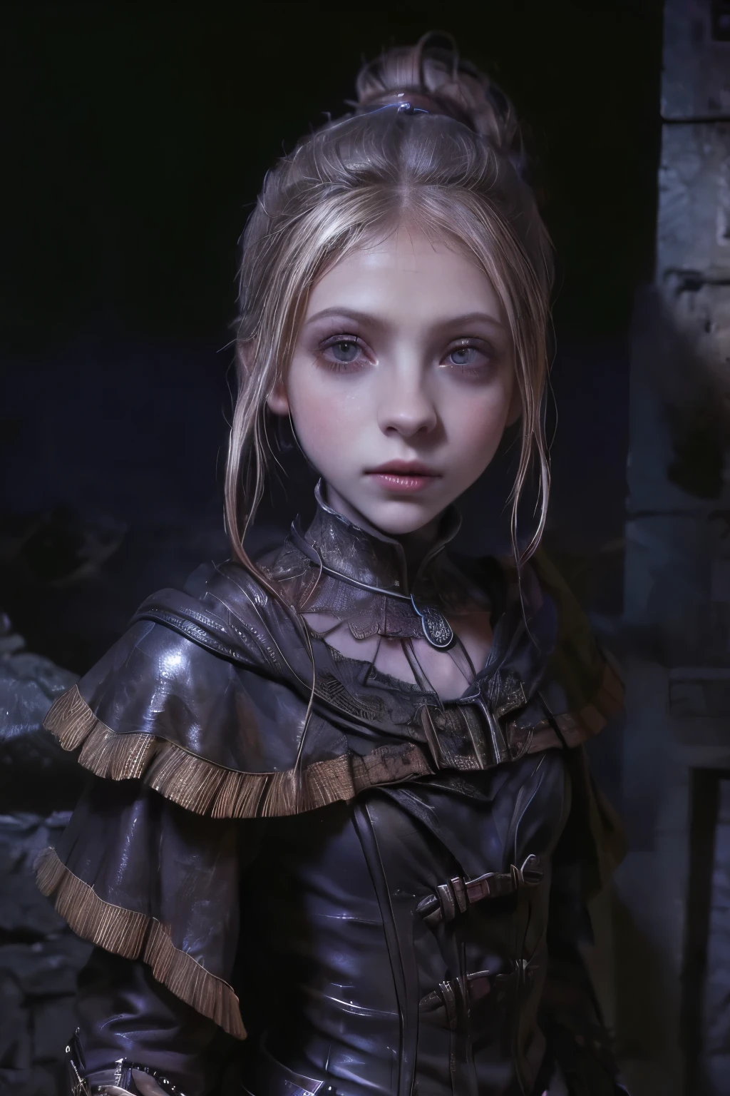 ((best quality)), ((masterpiece)), (detailed), score_9, score_8_up, score_7_up, score_6_up, (1girls), a female occultic knight, witch, knight, wielding a rapier-like sword, perfect face (((mastepiece, of the highest quality, super detailed))), photorealistic, Dark fantasy art, dark fantasy, ((gothic art)), ((Bloodborne inspired)), (Victorian era inspired), (Brotherhood Of The Wolf inspired), (typical witches hat sharing design features of a hunter's cap), (leather trousers with buckles and belts), (occultic vibe), (cosmic horror vibe), (occultic military uniform), (military witch), ((intricate and beautiful cloth and leather clothing)), (regal and elegant, a person of great social importance), ((mature, foreboding atmosphere)), ((dark and gloomy)), ((((Highly detailed face)))), small thin nose, Small thin lips mouth, (((Very sharp focused eyes))), ((perfect symmetrical beautiful eyes)). looking here, (resolved expression), (resolute expression), (sad face), beautiful (((very small breasts))), (((little boobs))), (((tiny breasts))), (((flat chest:0.1))), (((very tiny boobs))), (((very flat chested))), ((giner hair, red hair)) hair, ((long ponytail, thick ponytail, heavy ponytail)), very long eyelashes, soft lighting