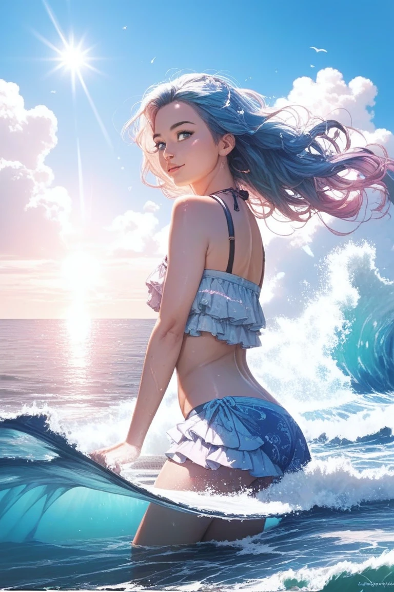 (Painting colliding and splashing on the canvas),(depth of field),1side face of the girl blends into it,((side face)),(rainbow hair liquid paint:1.1) made of painting and defies gravity, thick flow, (paint splashes: 1,3), liquid state, incredibly beautiful, masterpiece, detailed background, high quality model, ethereal background, abstract beauty, explosive volume, oil painting, Heavy brushstrokes, surface brushwork, 135 mm lens, F1. 8k, high resolution, dreamy, ray tracing, HDR, divine rays,