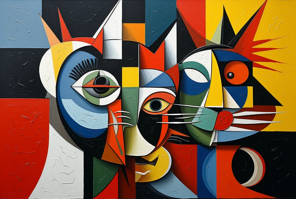 Picasso-esque cat painting