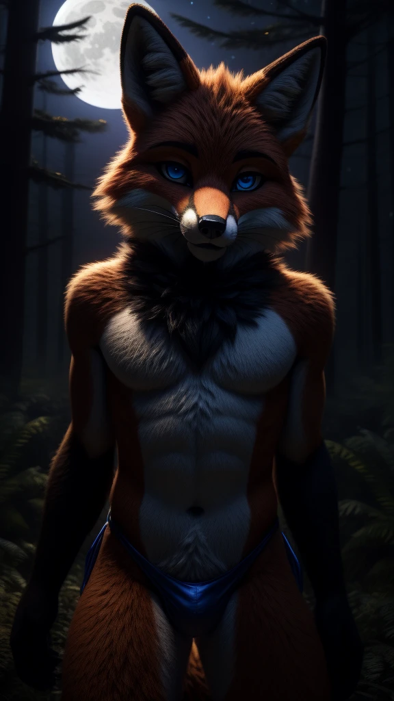 solo, male, (slim), (male anthro fox):1.3, grey body, white belly, (laying on back):1.3, ((night)), detailed eyes, fox tail, naked, ((body portrait)), (detailed eyes, glowing eyes):1.1, (outdoors:1.35), forest, moon light, night, (particles ,firefly, blue glowing):1.3, detailed background, photorealistic, realistic hands, 8k HD,(dark shadows, wide dynamic range, hdr, low light:1.2), by (by Pino Daeni, (by ruaidri), (by virtyalfobo), (by Kenket). being fucked in the ass, pov, cum, leaking cum, ((penis on ass))