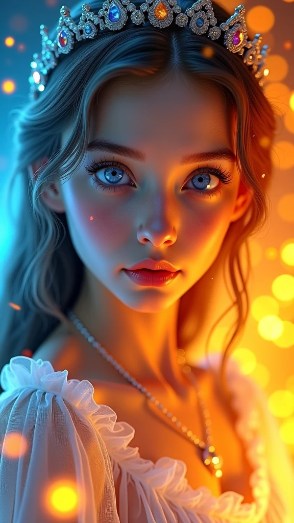 (best quality, high res, masterpiece:1.2), ultra-detailed, (realistic, photo-realistic:1.37), beautiful detailed eyes, icy and fiery flashes in the eyes, beautifully detailed lips, extremely detailed eyes, and face, long eyelashes, goddess girl, age 13, princess of fire and ice, dancing in fire and ice with dragon, dramatic lighting, glowing fire, and ice magic, ethereal, shimmering, flowing dress, elegant pose, dramatic background, vibrant colors, fantasy, full body shot, photorealistic, cinematic, 4k, 8k, (XLabs F.9 Realism LoRA V9)