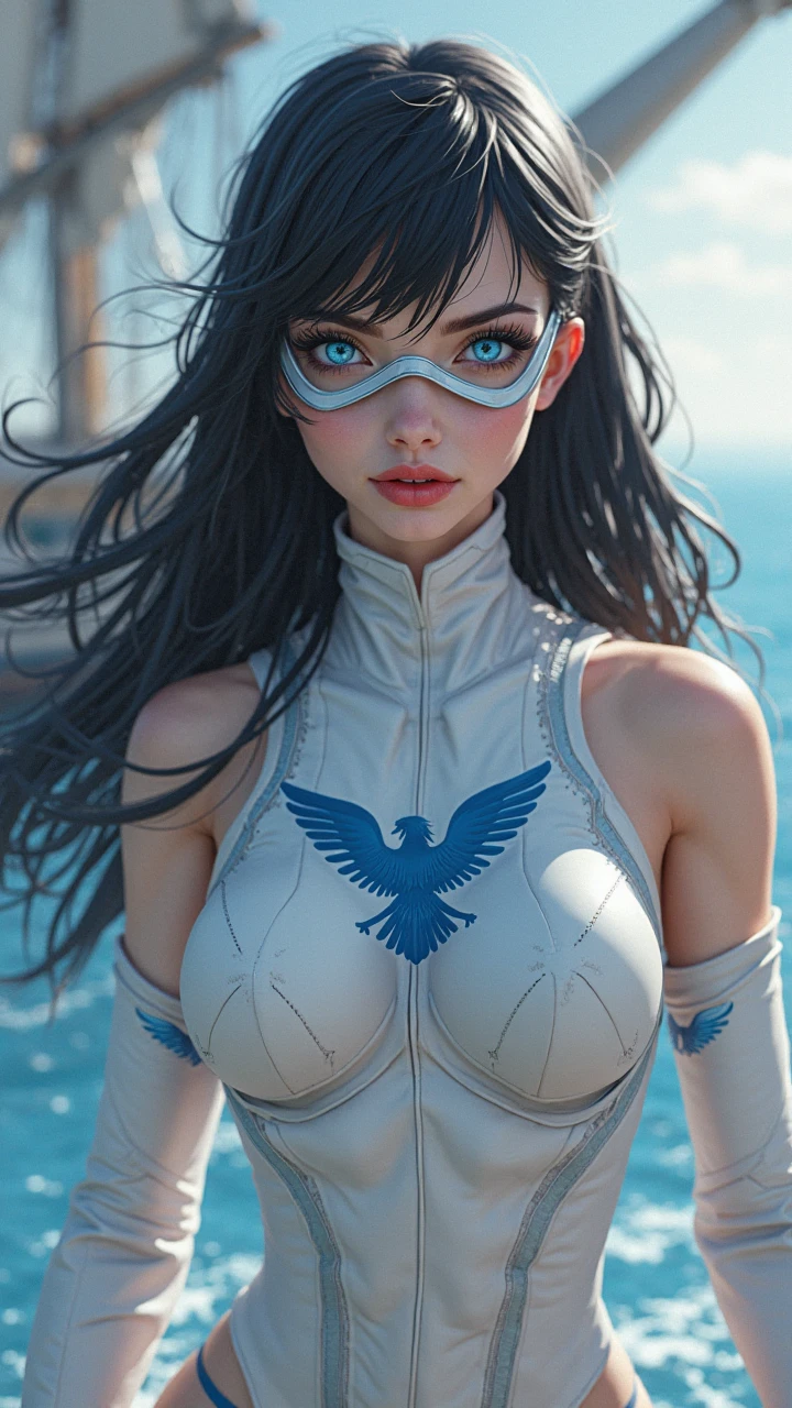 (((NFFSW))), (((masutepiece))), (((8k))), (((alta resolução))), (((Fotografiarealista))), raios de deus, camada de zoom, (((TIRO DE CORPO INTEIRO))), F/4.0, canon, Giant goddess bird, beautiful face, Olhos bonitos,pele brilhante,pele detalhada,Rosto detalhado, lightnings, flying blue sky, A lot of colorful little birds around her, Olhos detalhados