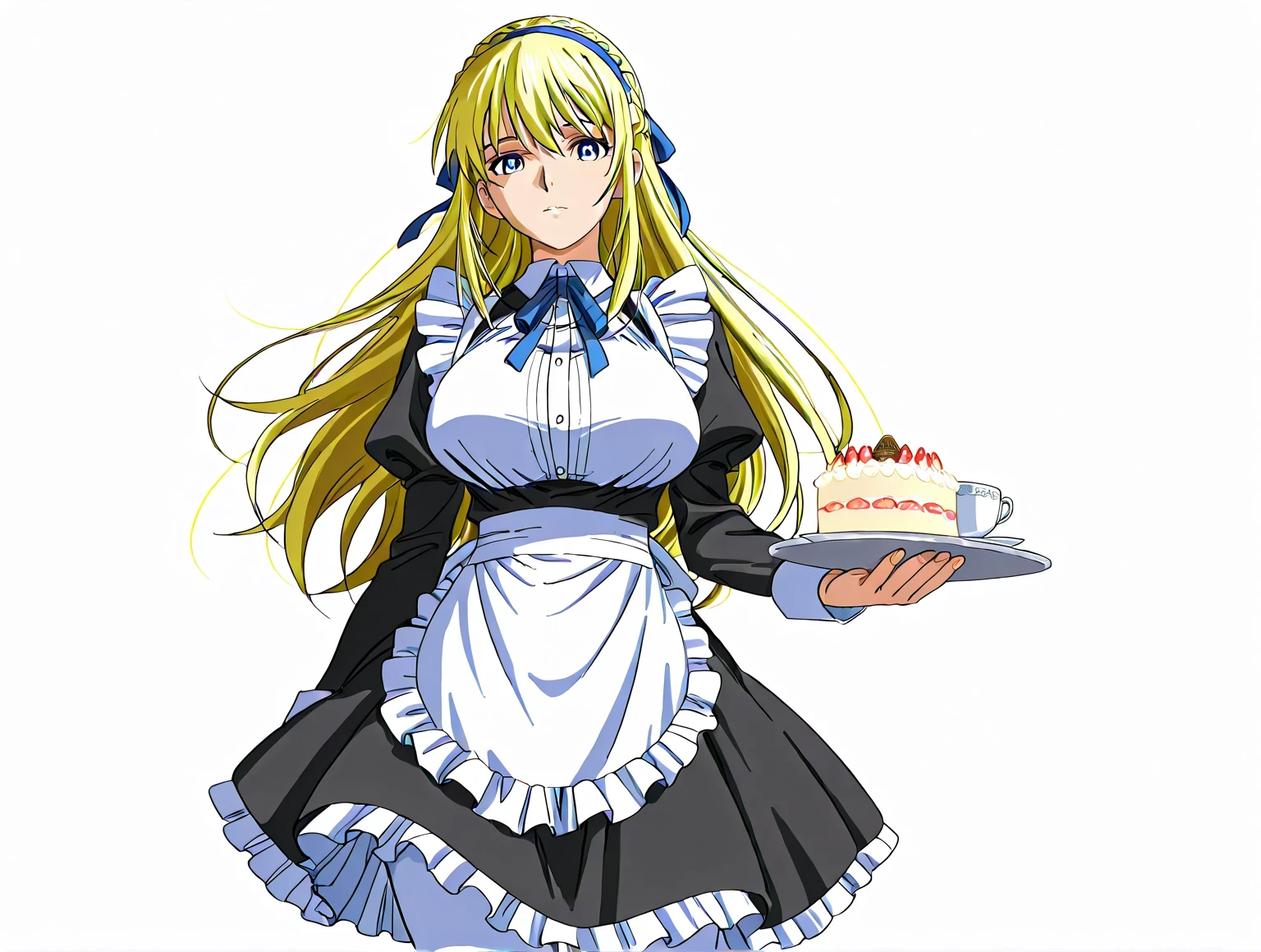 score 9 、score 8 up、score 7 up、source anime、masterpiece、Highest quality、high resolution、 1girl 、anime girls on the left with a cup of black tea and a cake、alone、change in dress、( Maid ) girls on the left、portrait of changeta、 Gold、 long hair、 blue eyes、french braid、crown braid、blue hairband、Classic girl 、The beautiful anime Girls on the Left is sitting on a chair、 Colored Sketch Anime Manga Panel、 2000s Anime Art Style 、Big Breasts、big breasts、Seductive anime girl in blue maid outfit 、white pantyhose、change、 classy atmosphere、slender body、Manga Painting 、 Long Sleeve、 Official Fanart、 HD FAN ART 、 in Bowwater art style、anime girls on the left in a maid costume、魅惑的なアニメの girls on the left、Anime Drawings、looking at viewer、cowboy shot、Girl Focus 、High quality color sketch、anime Moe art style 、Wear nice clothes 、(anime girls on the left)、Beautiful anime portrait、an anime girls on the left、pretty anime girls on the left、beautiful anime girls on the left、 created by Anime Painter Studio、Anime dick!!!!、Painted in an anime artist's studio、Realistic Anime Art Style、 digital animation art!!、