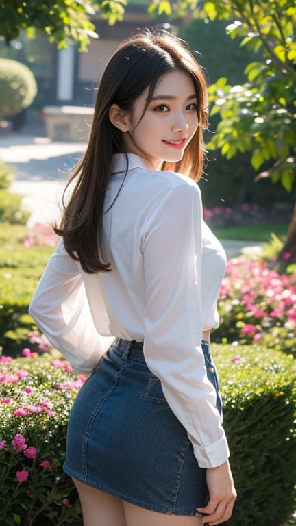 Sexy Big 、Sexy cute looks and cute 15 year old beautiful girl, beautiful and sexy face、A strong wind blows my hair in front of my face、With straight blonde hair、beautiful, Cute and sexy eyes hidden behind long bangs、Micro Mini Skirt