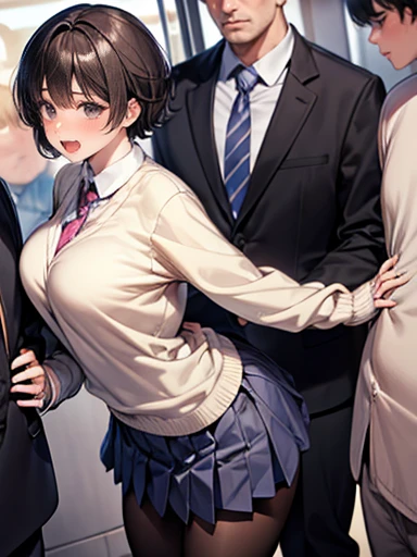 (Affirmative prompts)
(1 Girl)++, (masterpiece)+++, (Highest quality)+++, (Super cute)+++, lovelive!, Anime Color, , tears, (vapor)+++ , Being abused ,feigned ignorance, wearing blazer whiteshirt ,Check skirt , (Roll up your shirt), Out of place bra ,arched back, Crowded train, (Many men standing behind a girl )++, Dynamic pose, Dynamic hand movements, (Grab your chest)+++, A man grabs a woman's arm , (Hands frying), (Floating Hand), (Grab from behind), The image shown is、Generated in stable diffusion。 ✧ (*´ `*) ✧ ° The prompt is:. To get your favorite images、You may need to generate multiple images at once。.Panty shot、Brasilia、erotic、Molester