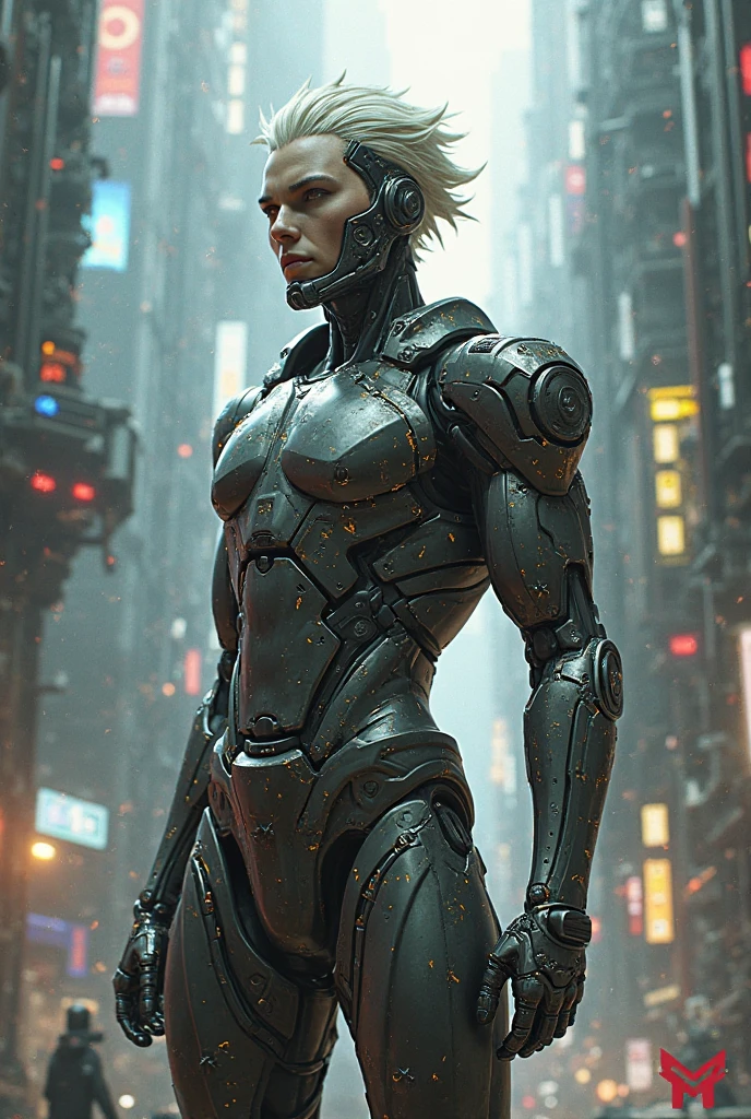 (GS-Masculine:1.3),<lora:miguel_bojorquez:1>,as a Combat Cyborg Predator with very short black hair,Cyberpunk,transparent neck,robotic parts,cyberpunk,brown eyes,full face visible,"Blade Runner",hyper-realistic. Beautiful cinematic impressionistic picture. Cyberpunk,neon,Dark dramatic character,in the style of Jeremy Mann and Charles Dana Gibson,Mark Demsteader,Paul Headley.,haze,ultra detail,film photography,light leaks,Larry Bad Melman,artstation trends,sharp focus,studio photography,intricate details,highly detailed,Greg Rutkowski,<lora:xl_more_art-full_v1:1>,<lora:Clothing - ChemPunk Armor:0.4>,<lora:CyberPunkAI:0.5>,<lora:epi_noiseoffset2(Better contrast dark images):0.5>,<lora:SnxilluminateV2:0.4>,<lora:detail_slider_v4:1>,<lora:more_details:1>,