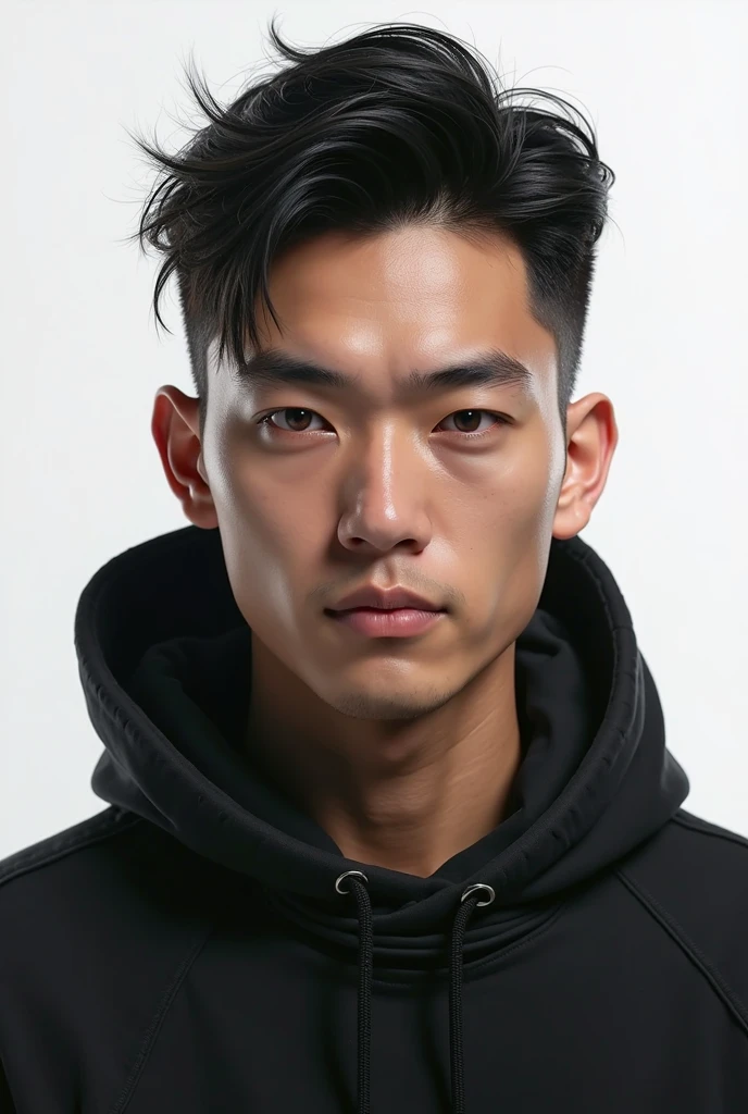 A Chinese male high school student,Wear a casual sweatshirt in PVC green,There are zippers