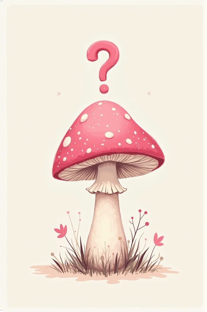 2D drawing pink mushroom with a question mark
