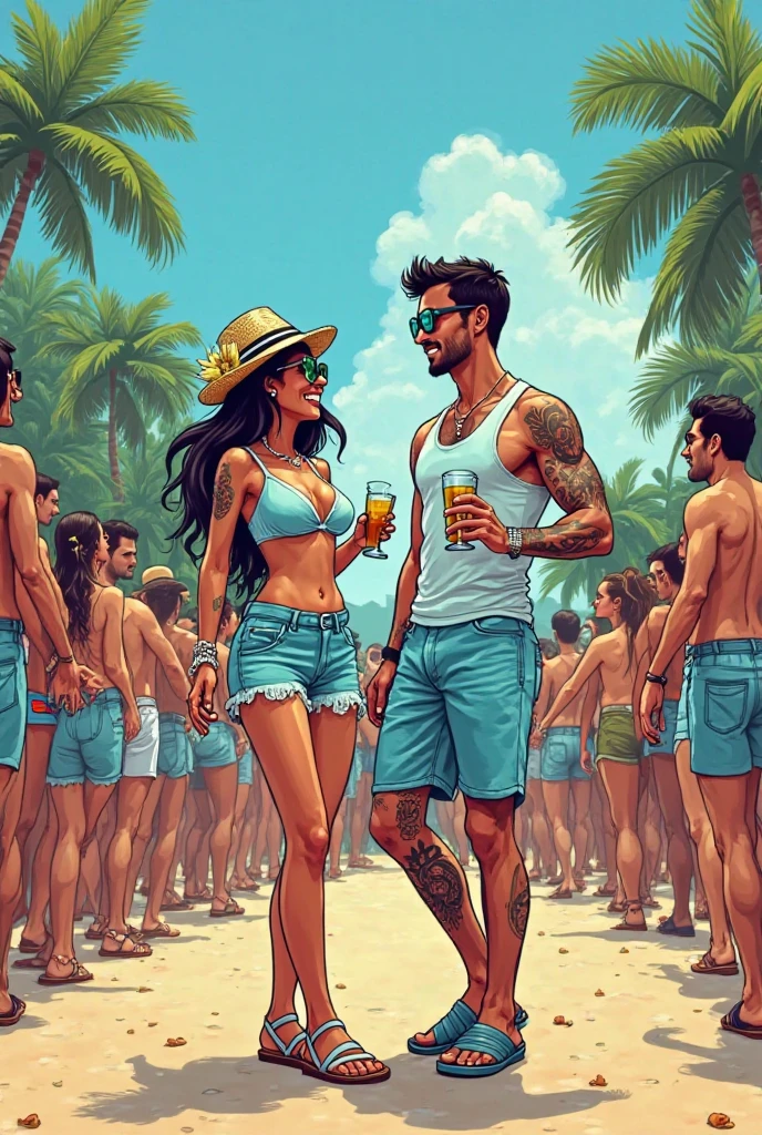 beach,100 people,Men and women in swimsuits,cheers,barbecue,drinking beer,リゾートbeachの背景,summer sunshine,masterpiece,rich colors,highest quality,official art,fantasy,colorful,Happy,smile,,I'looking forward to it,happiness,nice background,Fun time,Sparkling,beautiful light and shadow,stylish,anatomically correct,Detailed details,rendering,