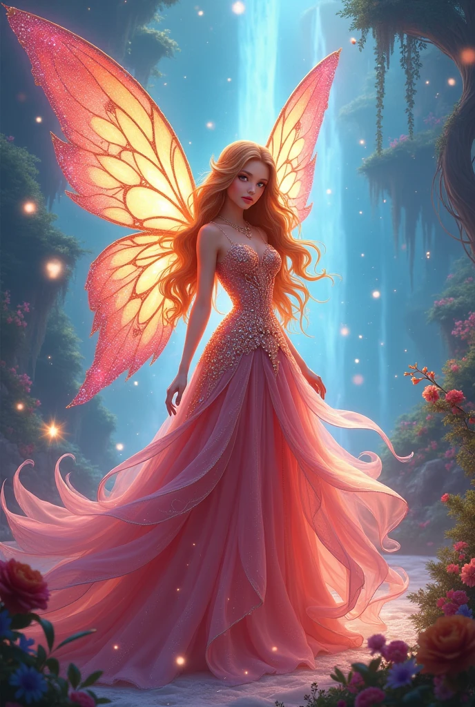 One girl ,Fairy, Butterfly Wings, Beautiful clothes,(High resolution, Attention to detail, Highest quality), Medium chest