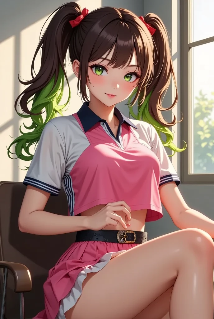 Ultra realistic 5 years old, girl, defined, detailed, HD, tez morena, piel tostada, ojos definidos, ojos cafe intenso, long eyelashes, small mouth, sonrisa, :D, pelo liso, pelo oscuro, cuerpo reducido, bosom barely contained, pechos medianos, sexy, posando foto, estudio, mini skirt rosa, sin sosten, excitada, pezones erectos, libros, sentada, leyendo, nice view, pink
