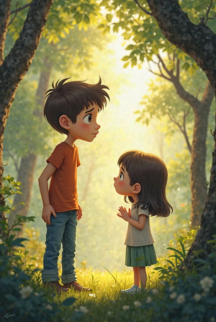 The boy say sry from girl