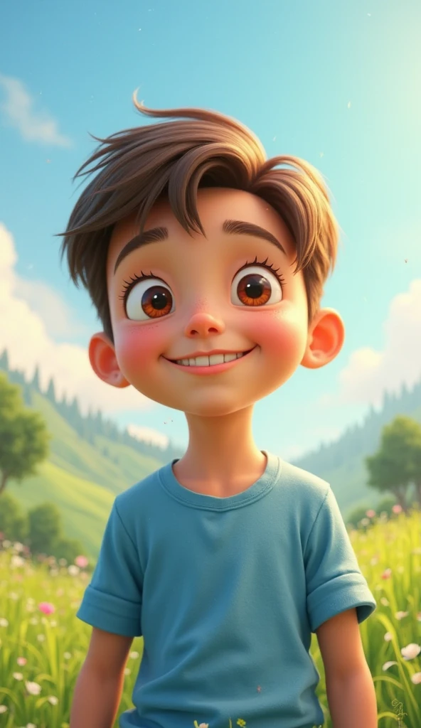Create image of a 1 handsome boy standing in park blur the background