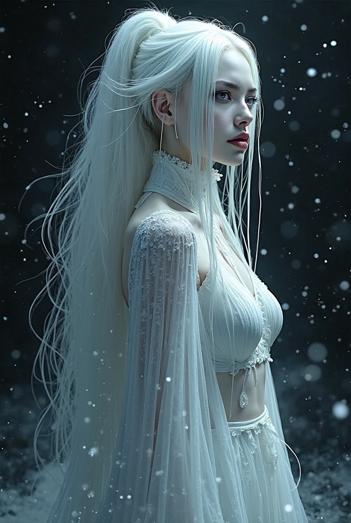 RAW photo, one person, skin invisible, full body photo of 60 year old woman, witch, Sensual beautiful woman with round cheeks, realistic facial expression, light red eyes, pale skin, wavy white hair, long hair, witch hat, white skin, slender body, wearing full body black robe with rich decoration, confident expression, (magic mysterious background, fireflies, glowing particles, ethereal fog, faint darkness), high saturation, film light, rim light, best shadows, pointing here, background is urban ruins, (very detailed skin: 1.2), 8k UHD, DSLR, soft lighting, high quality, film particles, fujifilm XT3