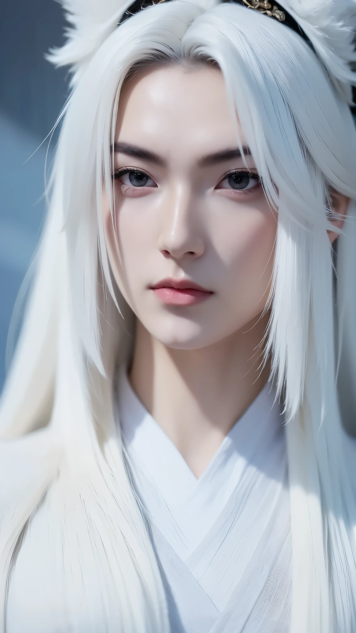 Wang Lam in the picture have a cold demeanor, majestic but also a little lonely. The eyes that show the experience of, resilient and deep inner, that fits the image of a character whose life has undergone many upheavals