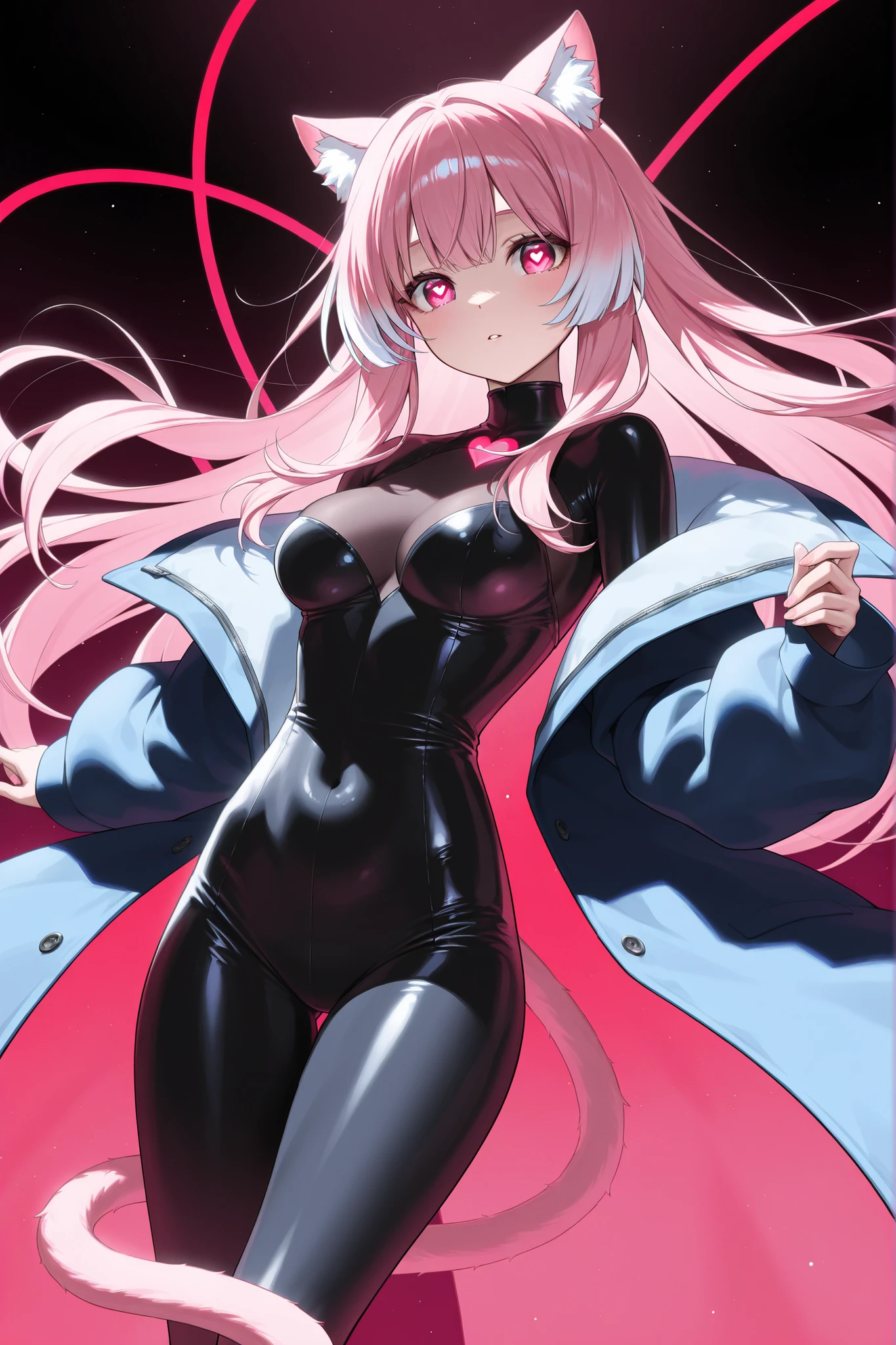 pale skin,dark风,wearing leg rings,pink hair,Abstinence,dark,stick out your tongue,camel toe