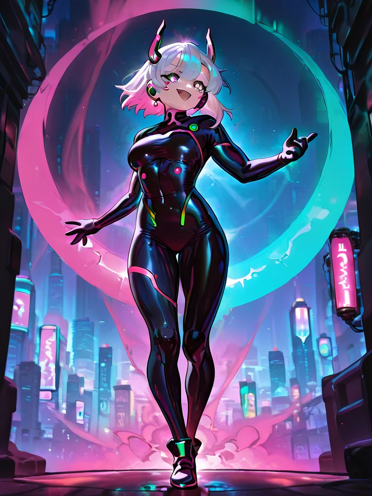 uma pintura digital da spider gwen utilizando, cabelos longos, arte cyberpunk de Josan Gonzalez, vencedora do concurso behance, afrofuturismo, synthwave, neon, neon brilhante,coxas grossas, cintura fina, , nsfw, pouca roupa, arte erotica, anime, roupas  rasgada de batalha, extremamente sexualizada, corpo suado, NSFW, seios grandes, bunda grande, HD, 8k, Alta qualidade, detalhes, corpo perfeito, destaque o corpo, detalhe no rosto perfeito, Detail in the background