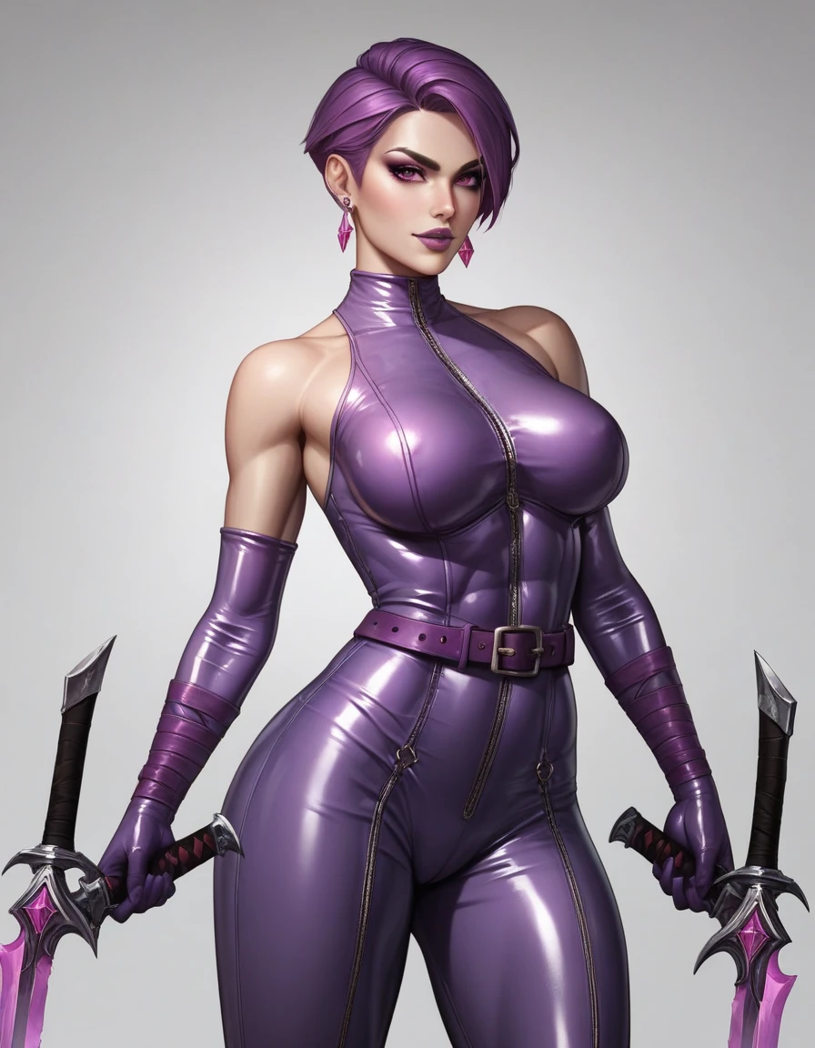 masterpiece,best quality,extreme detail,8k,image sharpness,<lora:skye:0.8>, skye2,1girl,solo,breasts,looking at viewer,short hair,black hair,gloves,cleavage,medium breasts,pink hair,purple hair,multicolored hair,pointy ears,belt,artist name,fingerless gloves,scarf,armor,two-tone hair,bodysuit,mask,red scarf,