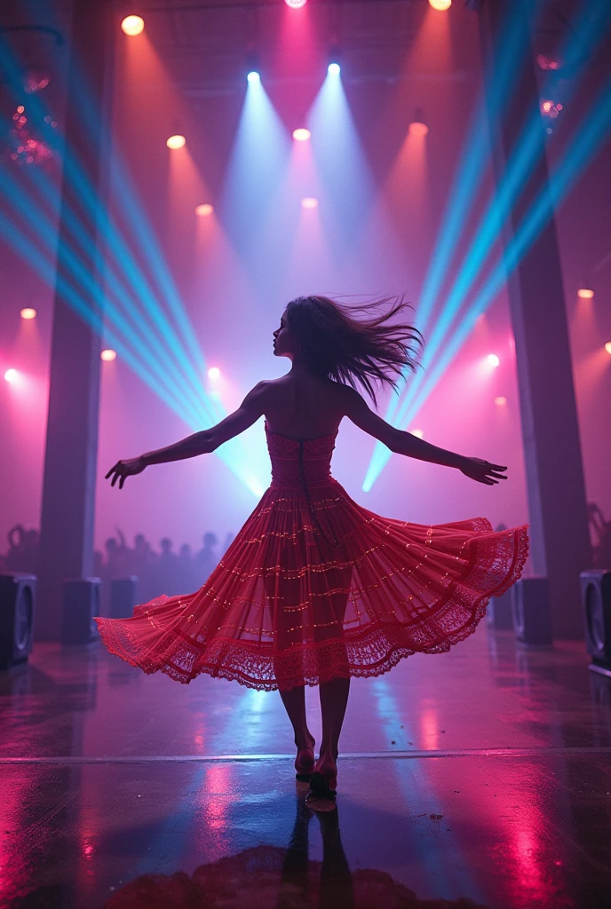 A Beautiful Woman Dancing in a Futuristic Nightclub 4K