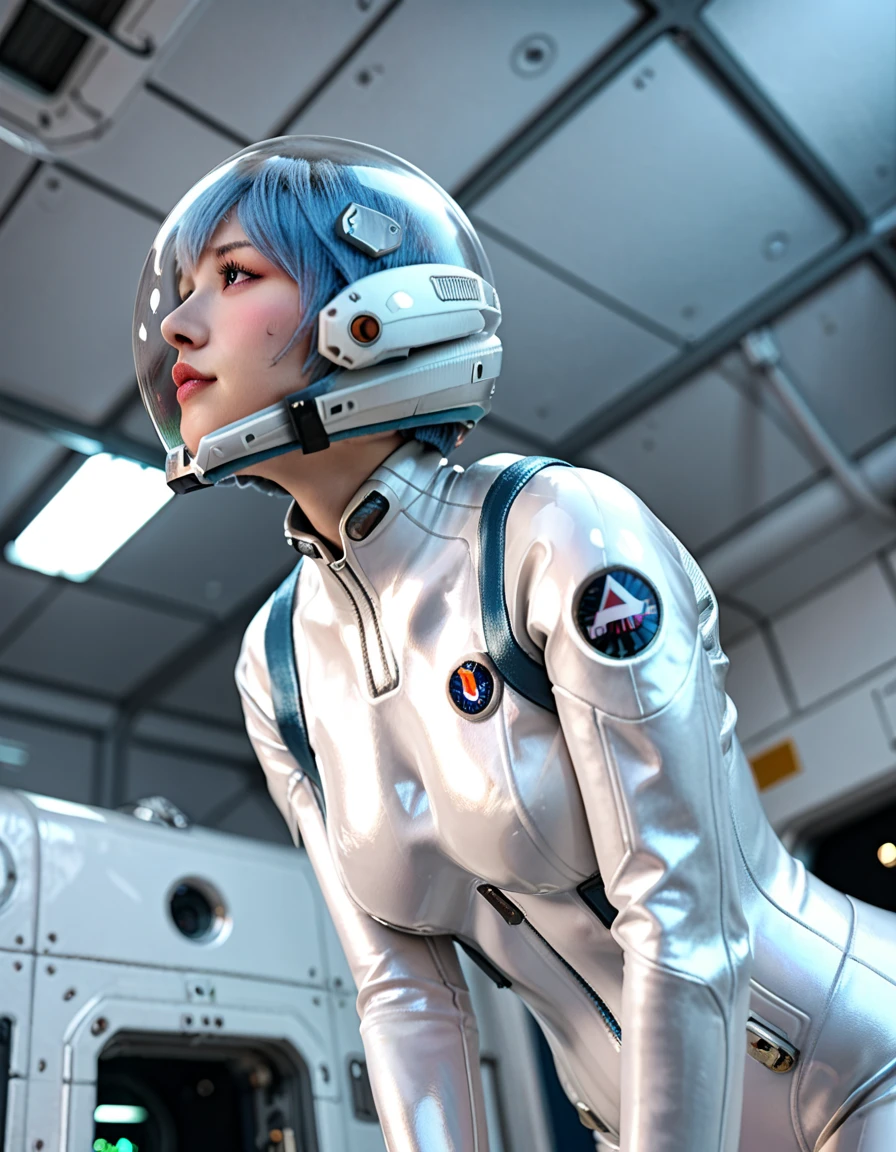 Inside the space station、Transparent windows、Precision machinery lined up、Seeing the Earth from the Window