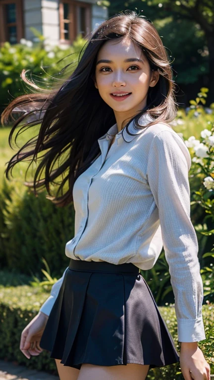 Woman in a suit standing on the sidewalk,((20-year-old woman))、small Breasts、Dark brown hair color、Hairstyle with bangs、Various hairstyles、Hairstyles of different lengths、(8k, RAW Photos, highest quality, Tabletop: 1.2),、(Realistic, Realistic: 1.3), Cityscape, Day, Sunny Morning, Professional Lighting, Photon Mapping, shirt, (Woman in a suit,) Silk Suit、Tight mini Skirt、((Delicate photo))，(Detailed RAW Photos of Girls), (Tabletop:1.25), (highest quality:1.6), (超A high resolution:1.5), (Realistic:1.75), 8k resolution, Canon EOS R5, 50mm, absurdes, Ultra-detailed,Cinema Lighting, (Skirt Lift:1.5)、the wind is strong、smile、Skirt flipped up, ((openclotch_white_panties)), nsfw, beautiful pussy,