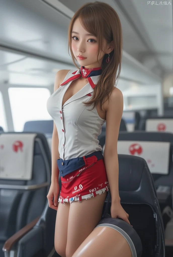 masterpiece,ultra detailed,,(sideshot,from behind,ass focus:1.2),(micro naughty white tanga and red short skirt:1.5)(,off-the -shoulder white blouse,earring:1.1),(from below,upskirt:1.3),huge buttocks,thick thighs,(walking in train station:1.3),(tanned skin,light brown hair:1.5),22 years old,(tareme:1.4),(curvy mature body:1.3),,sweaty,beautiful,