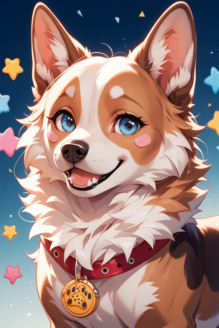 (anthro, fluffy fur, character focus:1.1), 1girl, anthro dog girl, body fur, solo, medium breasts, (thick thighs:0.5), curvy,