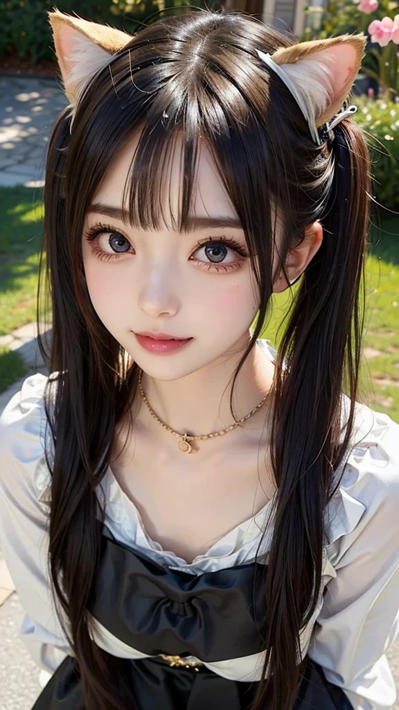 ((8K:1.27)、top-quality、​masterpiece、超A high resolution:1.2)Photo beautiful Chinese woman (pleasing:1.1) (A black:1.21) masutepiece, Best Quality, 8K, 85 mm, Raw photo, absurderes、selfy、Idol face、Laugh、natural、Face Up、innocence、Take a selfie with your phone、A dark-haired、The long-haired、Eye of the cut、Beautiful appearance