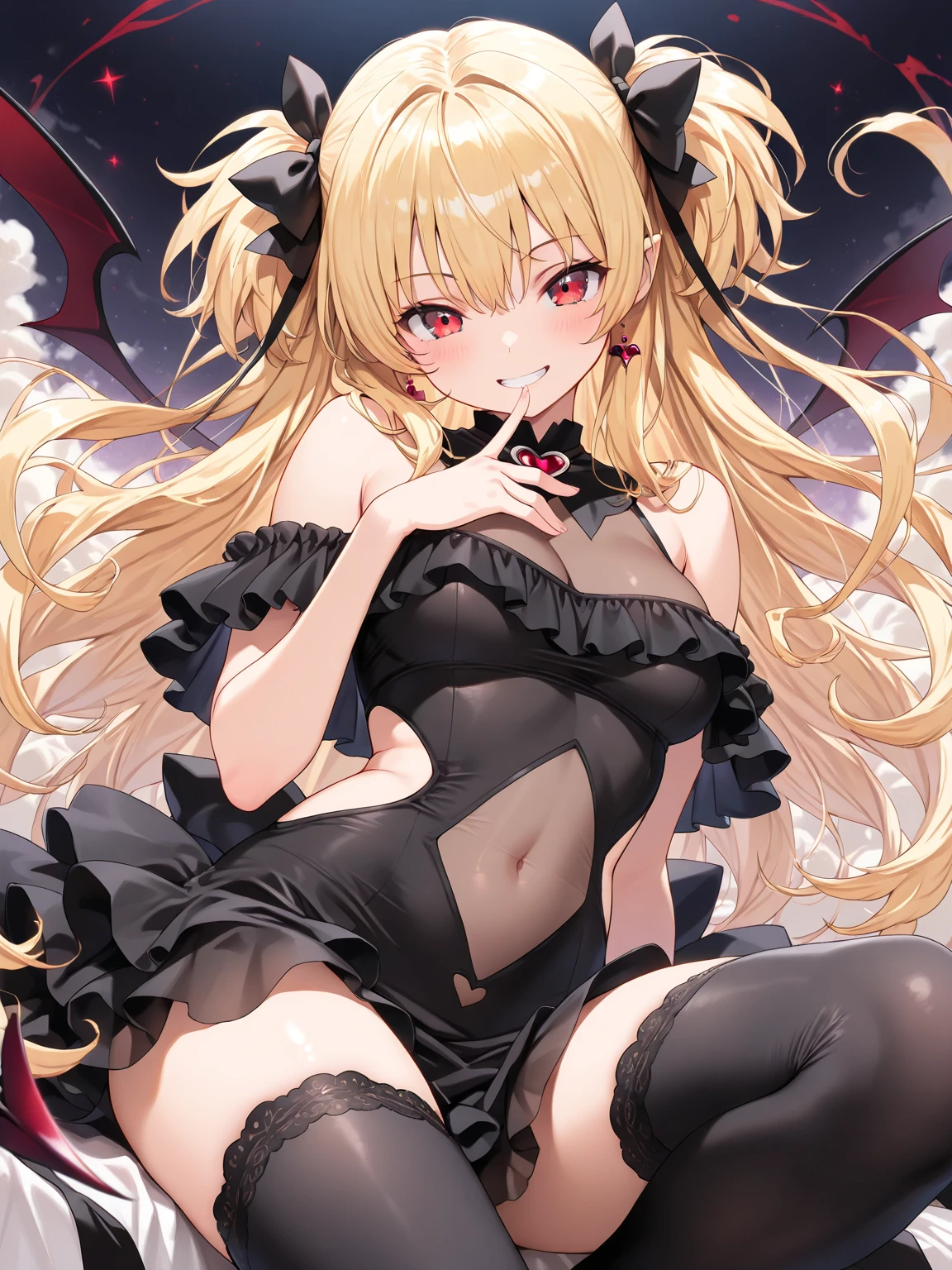 {best quality}, 1girl,full body, {{masterpiece}}, {highres}, {an extremely delicate and beautiful}, original, extremely detailed wallpaper, bare shoulders,bat wings,big breast
