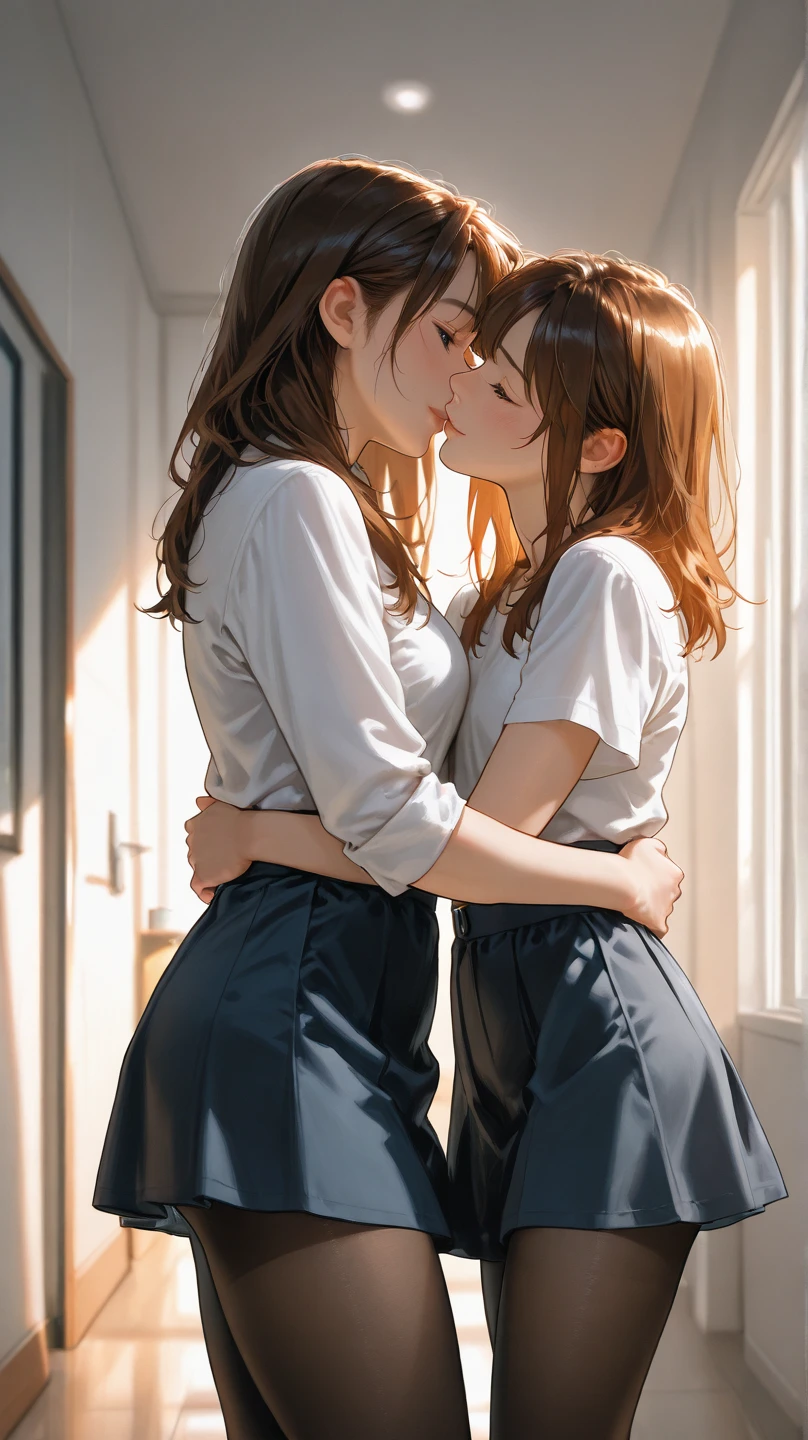 (best quality,ultra-detailed,realistic:1.37),portraits,lesbians,passionate,aggressive,embrace,hug,kiss,erotically,beautiful women,close-up,romantic,lip touching,intense,chair,near a window,rain,outdoor,night time,dark room,warm lighting