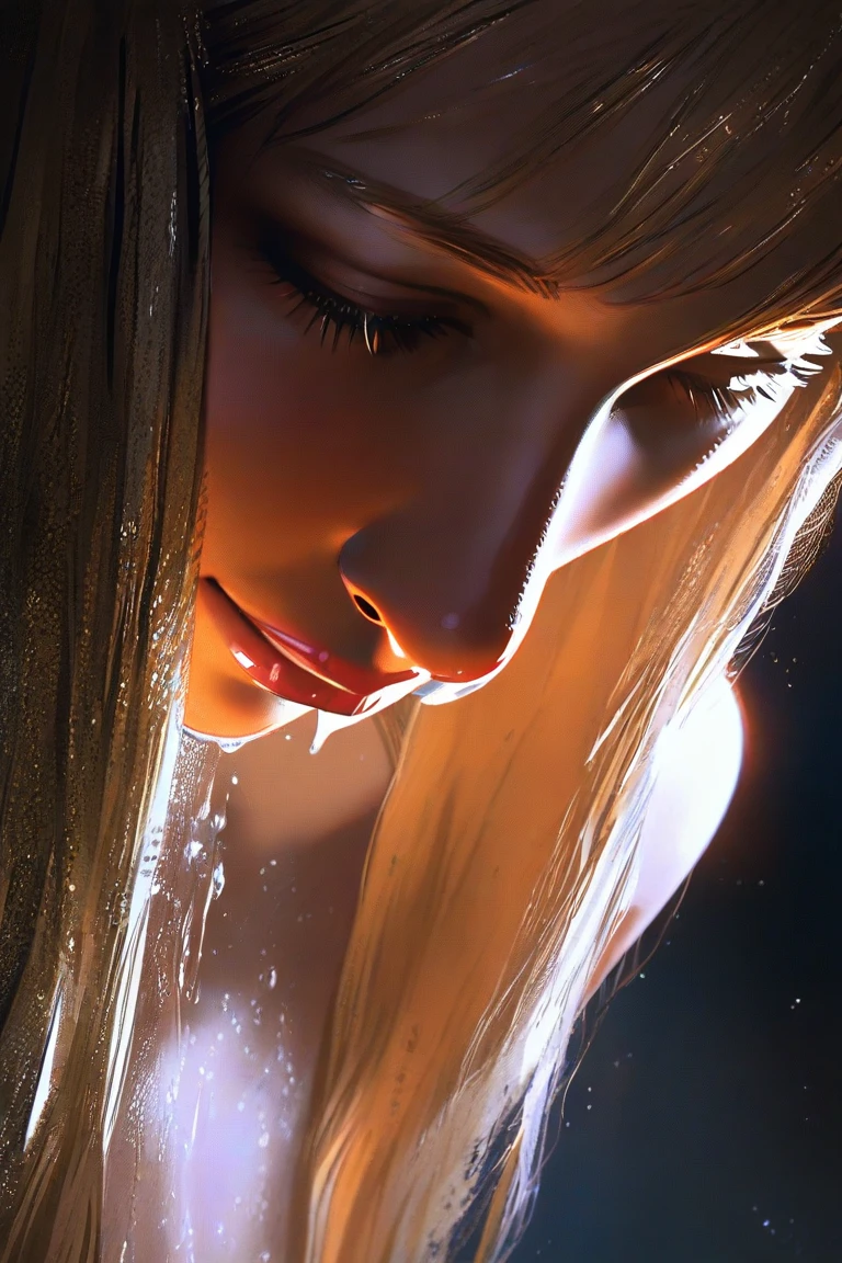 a white with grey highlights hellhound girl, beautiful detailed red eyes, beautiful detailed lips, extremely detailed face, long eyelashes, tight jeans (best quality,4k,8k,highres,masterpiece:1.2),ultra-detailed,(realistic,photorealistic,photo-realistic:1.37),concept art, vibrant colors, dramatic lighting, dramatic atmosphere, full body