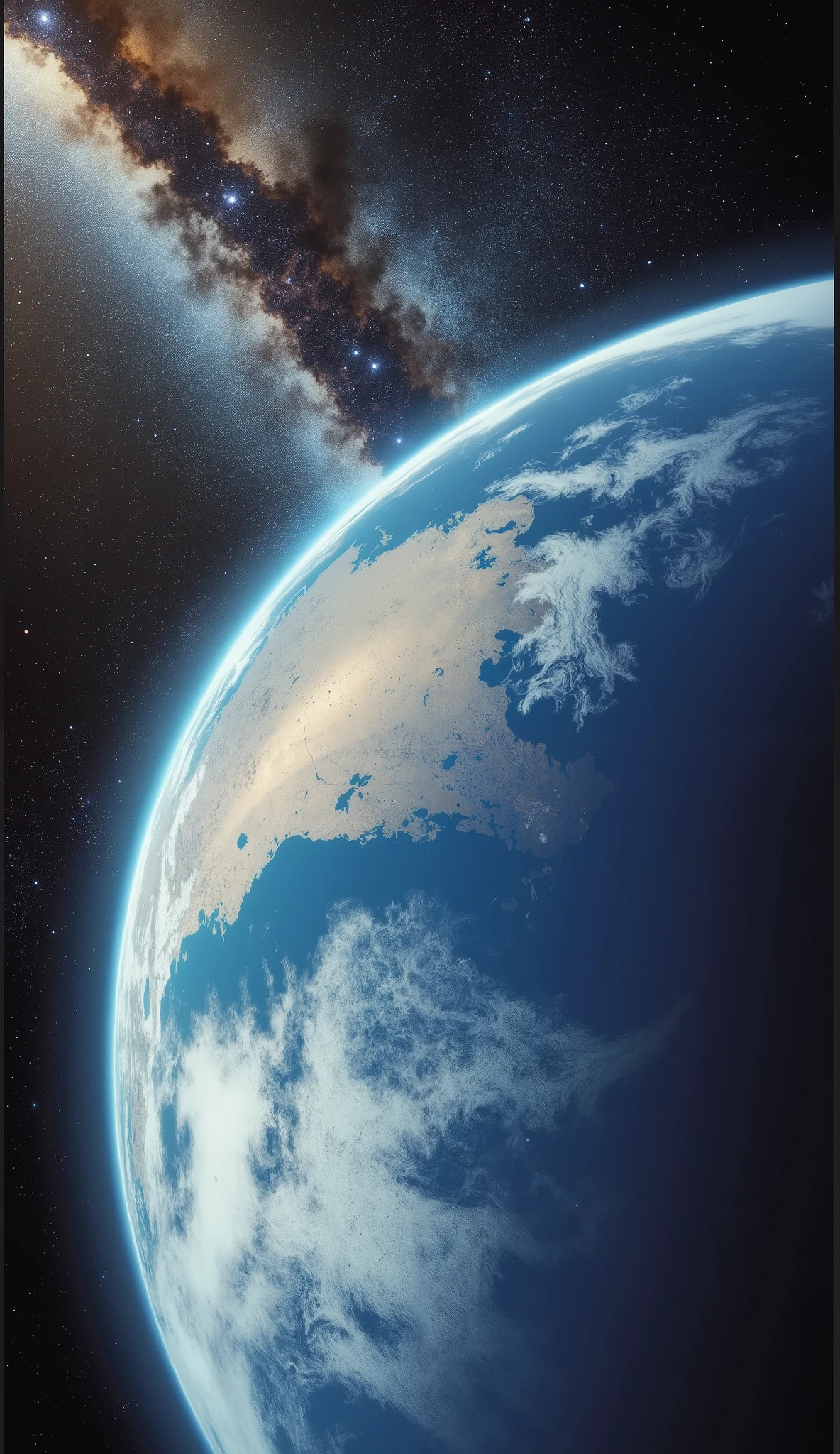 High Resolution, Masterpiece, Best Quality, High Details, Super Detailed, High Quality, Textured Skin, realistic texture of earth, and realistic lighting,add detailed wilkyway texture, realitic slace black view, detailed earth color from space, full vertical of edge of the earth .big edge, derailed realistic milkyway texture, transparent milkyway texture