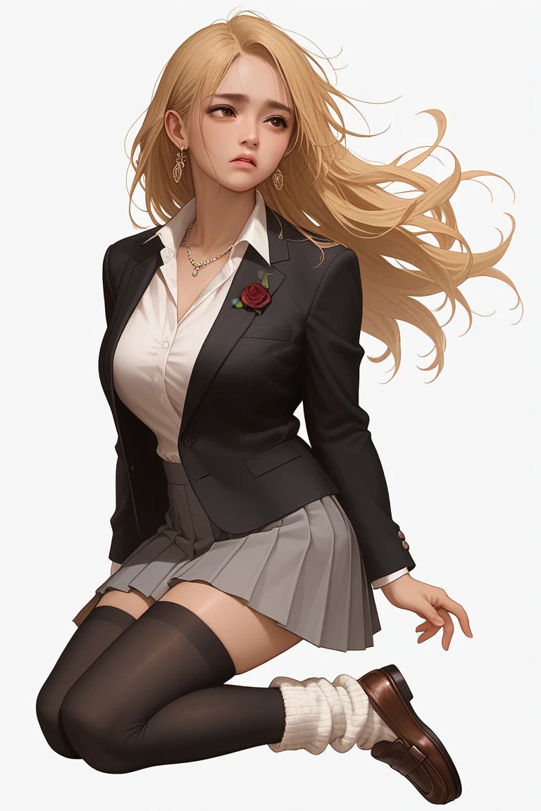(Best Quality, 8K, Masterpiece, Ultra HD: 1.3), (K-Pop Idol: 1.4), 1 Pretty Girl, (Big Breasts), (Long Hair), Abs, Perfect Figure, Ultra Fine Face, Delicate Lips, Beautiful, dewy skin, sweaty skin, wavy blonde hair, silver light hair , super fine hand, fine finger , Tight shirt (transperent), Dress shirt, Open dress shirt, ((detailed Tight short mini skirt)), opened shirt show , ?????, ((?????)), detailed face, office, punk girl, transparent, smiling , Long legs, detailed legs, fine legs, (nsfw)