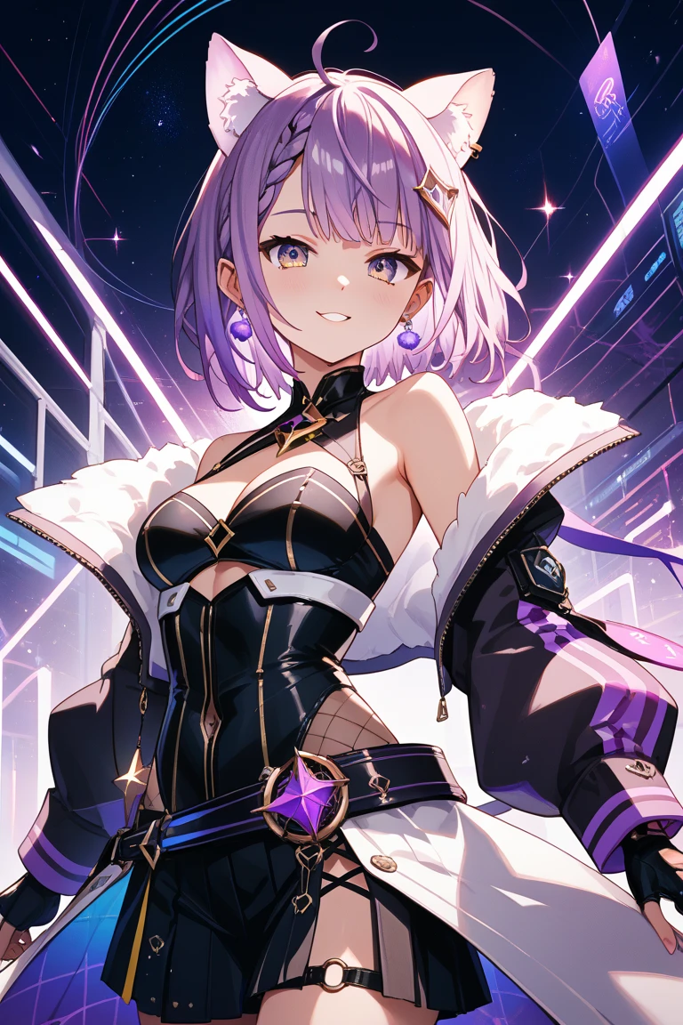 masterpiece, high quality, 4K, Beautiful design, Shiny, Award-winning photo, Very detailed, wonderful, The finer details, Absurd, Very detailed woman, Very detailed , Black Dress、Red eye contact lenses、Breast size D、I can see the chest、(One Girl) ,(((Dark skin)))、 Dynamic Angle , Official Art , Are standing , Bottom View, short hair