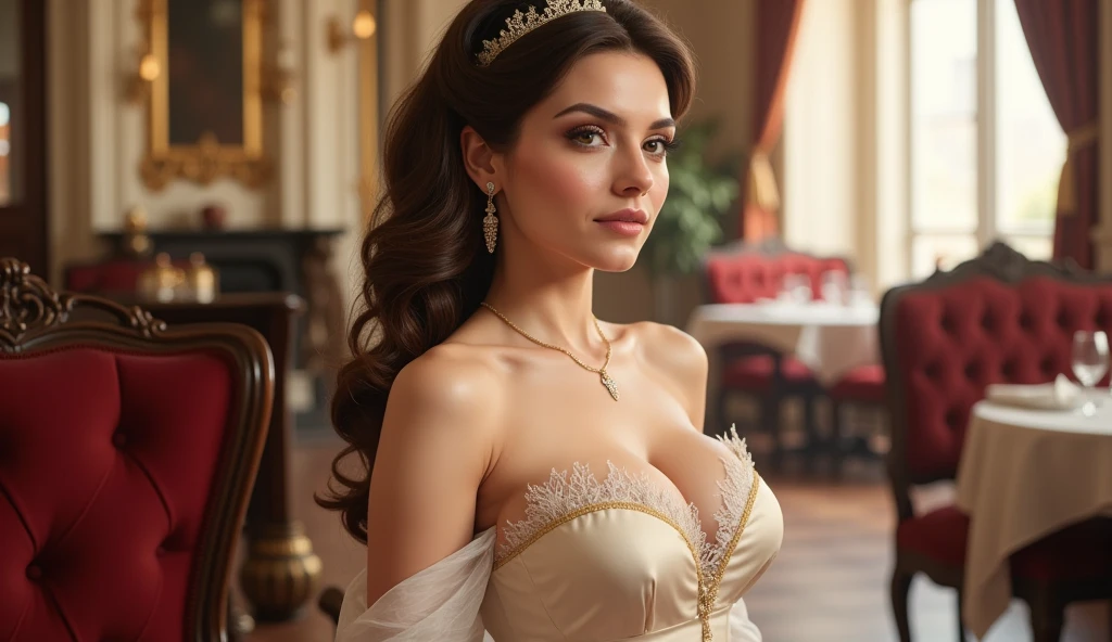 Isabela Merced in a vail in a wedding dress with white gloves, bridesmaids, tiara, (big breasts:1.5), (???????:1.3), naughty, smiling, Real Life, full bodyshot, Ultra Realistic, Photorealism, Photography, 8K UHD, Photo, HDR, Complex and Elegant, Highly Detailed, Sharp Focus, Stunning, Beautiful, Gorgeous), (Masterpiece: 1.2, Best Quality 1:1, Ultra Detail: 1.2, Best Shadows, 8k: 1.1), (beautiful detailed face), high contrast, (perfect lighting: 1.2), (cinematic light)), colorful, hyper-detail, dramatic light, intricate detail, photograph by arny freytag