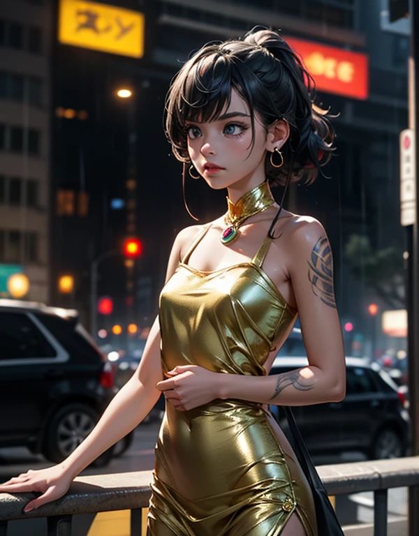 (RAW photo, best quality), (realistic, photo-Realistic:1.3), best quality, masterpiece, beautiful and aesthetic, 16K, (HDR:1.4), high contrast, (vibrant color:1.4), (muted colors, dim colors, soothing tones:0), cinematic lighting, ambient lighting, sidelighting, Exquisite details and textures, cinematic shot, Warm tone, (Bright and intense:1.2), wide shot, by xm887, ultra realistic illustration, siena natural ratio, half body view, very long curly black hair, blue bracelet, a white silk wraparound halter skintight tight revealing short micro mini dress, a beautiful Arabian model, Pale skin, icy eyeshadow, juicy lips, honey - colored eyes, Long Eyelashes, Hourglass body, thin waist, fantasy art, conceptual art, surrealism, renaissance painting, space, cosmic, colorful, galactic, thunderstorm, mysterious, tangled, vibrant, rococo, hyperrealism, Flemish baroque, bright neon Alberto Seveso, Igor Morski, Beksinski, Picasso, Broken T, Maze Background, Stunning, Ultra HD, Realistic, Vivid Colors, Highly Detailed, UHD Drawing, Pen and Ink, Perfect Composition, Beautiful and Detailed Insanely Detailed Octane Rendering, Trending in Artstation, Art Photography 8k, photorealistic concept art, smooth natural volumetric cinematic perfect light, Mysterious,Young beauty spirit ,Best face ever in the world。