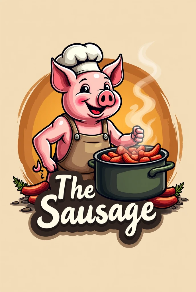 Create logo a sausage with beer and grill, barbecue, with some sausages on the fire, hot dog, cartoon illustration, hd illustration, chorizo ​​sausage, sausage hair, beer, white background