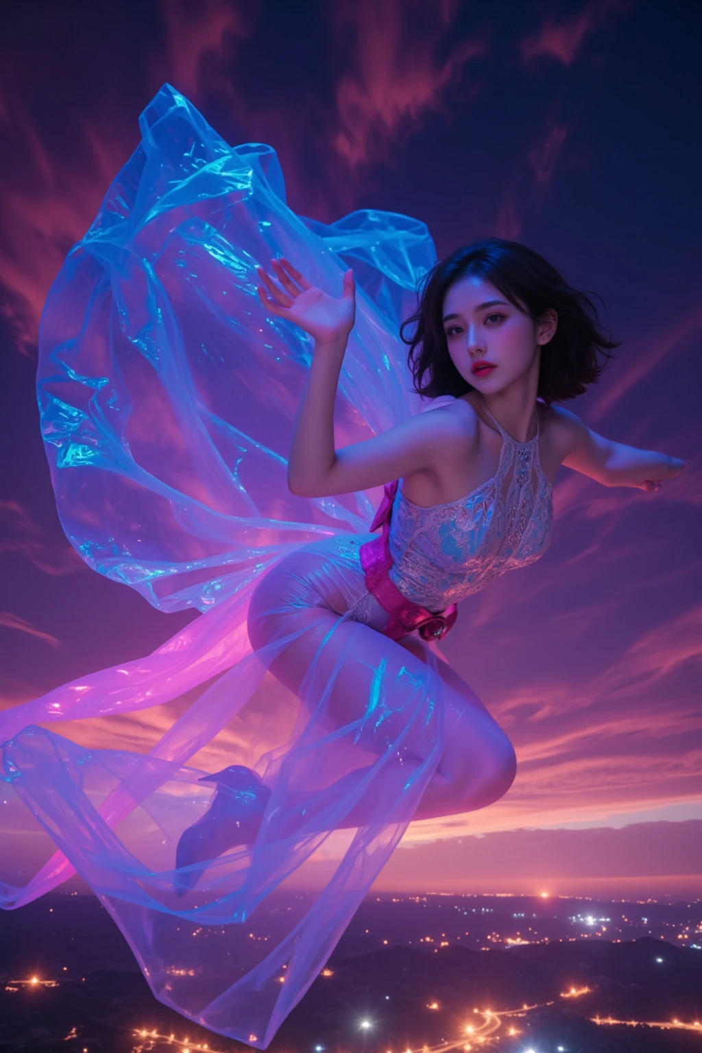 1 girl,skirt,new moon,whole body,, masterpiece,best quality,Super detailed,anatomically correct,((Best quality)), ((Masterpiece)), ((Realistic)),UHD