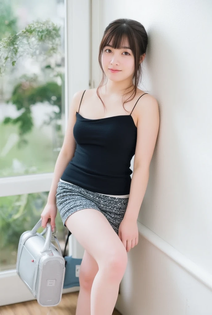14 years old Cute Japan Girl Bikini Crotch is digging into normal breast size Open legs Short hair High quality Photo