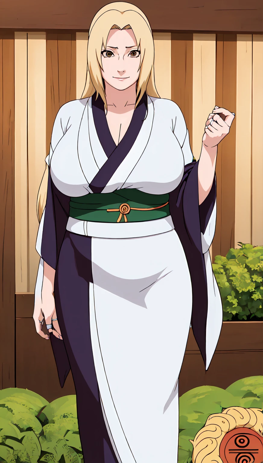 1 Girl, Solitary, Long hair, Looking at the audience, blue eyes, nervous, Large Breasts, [特写Cleavage]]]]Huge long saggy breasts, Cleavage, The chest is more exposed，Thick thighs, Pretty Face, beautiful eyes, kimono, blush, white hair, Long hair, Ponytail, Open your mouth, forest, Standing on the wooden bridge, whole body, Night Moonlight