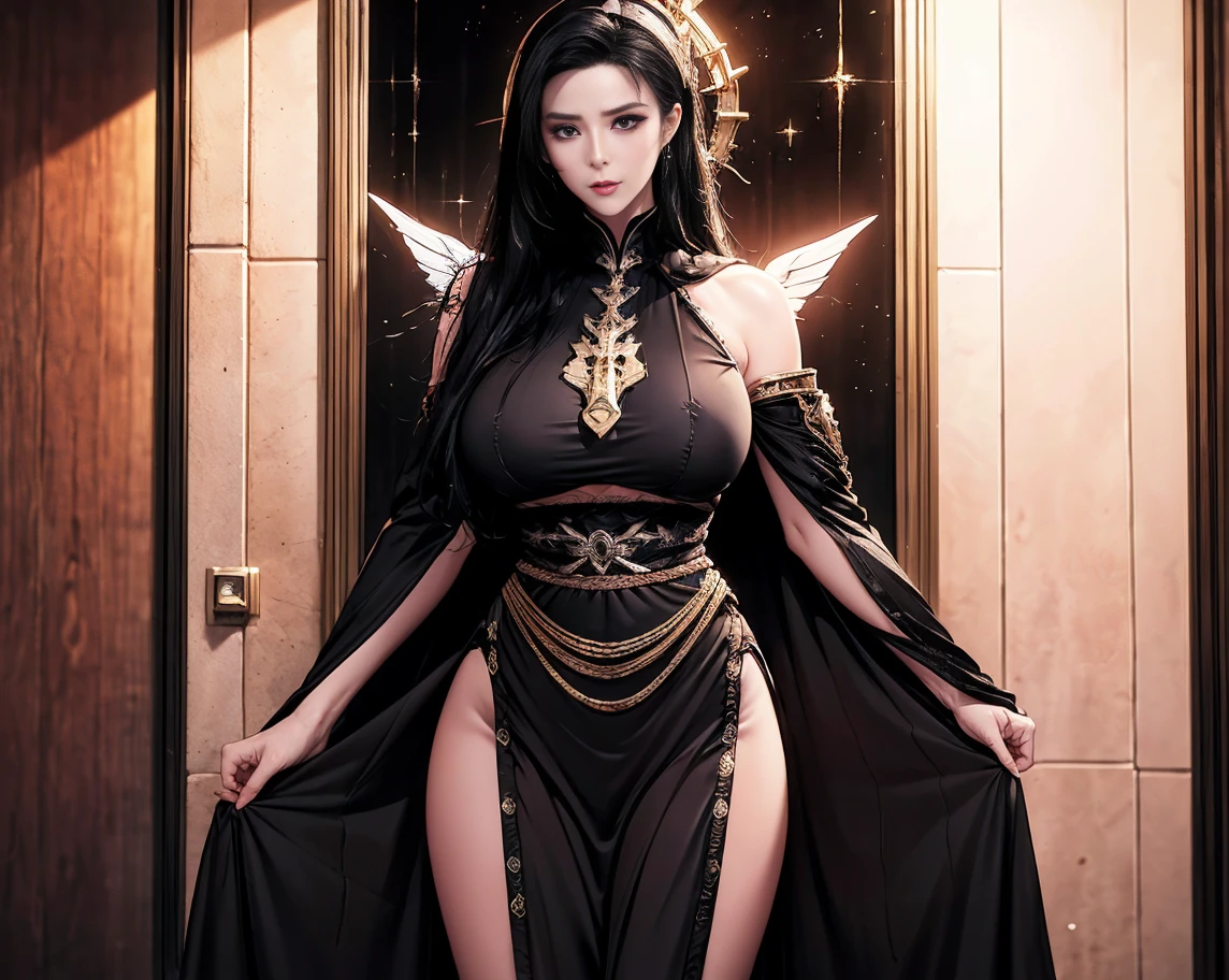 A 17-year-old Asian hybrid woman from Indonesia, hailing from a kingdom as colossal and awe-inspiring as a sci-fi movie set, embodies the harmony of traditional and futuristic beauty as Nyi Subang Larang. Dressed in a perfectly fitting, bright light blue bodice that seamlessly accentuates her curves, she gracefully dons a Sundanese Siger crown. This ornate headpiece, a symbol of communication and connection, brilliantly contrasts against her striking, bright yellow eyes.
With superlative realism, every detail of her hybrid android form, G-65 pottery, is defined through meticulous, ultra-