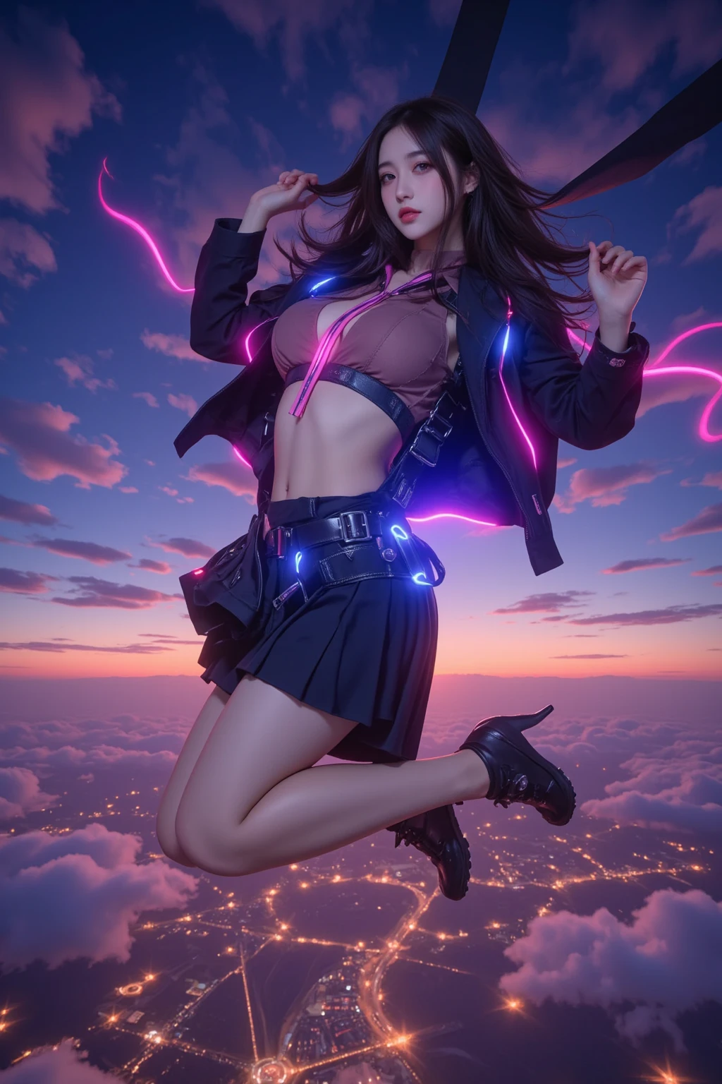 (Full body shot:2), anatomy correct, Must show your face, Dance on top of a mountain，There is a lot of snow, The breath of nature, Pointy heels must be worn, （In pink|amarelo|blue colors|green color|red colour|white colors|black in color|purpleish color|greys|Beige|Skin color）, Wearing a JK student uniform， Over-the-knee stockings，(gloss on the skin:1.3),Many jewelry, A shallow laugh, anatomy correct, Complex and diverse backgrounds, hyper HD, Ray traching, reflective light, structurally correct, Award-Awarded, high detal, lightand shade contrast, Face lighting, tmasterpiece, super detailing, high high quality, high detal, best qualityer, Reflectors, 16k