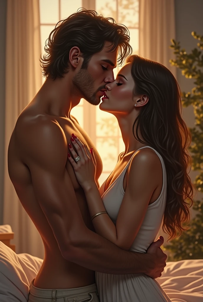score_9, score_8_up, score_7_up, 1girl, 1boy, magnificent body, mischievous milkmaid has fun with her boyfriend in the barnyard, hugs with my legs, friendly sex