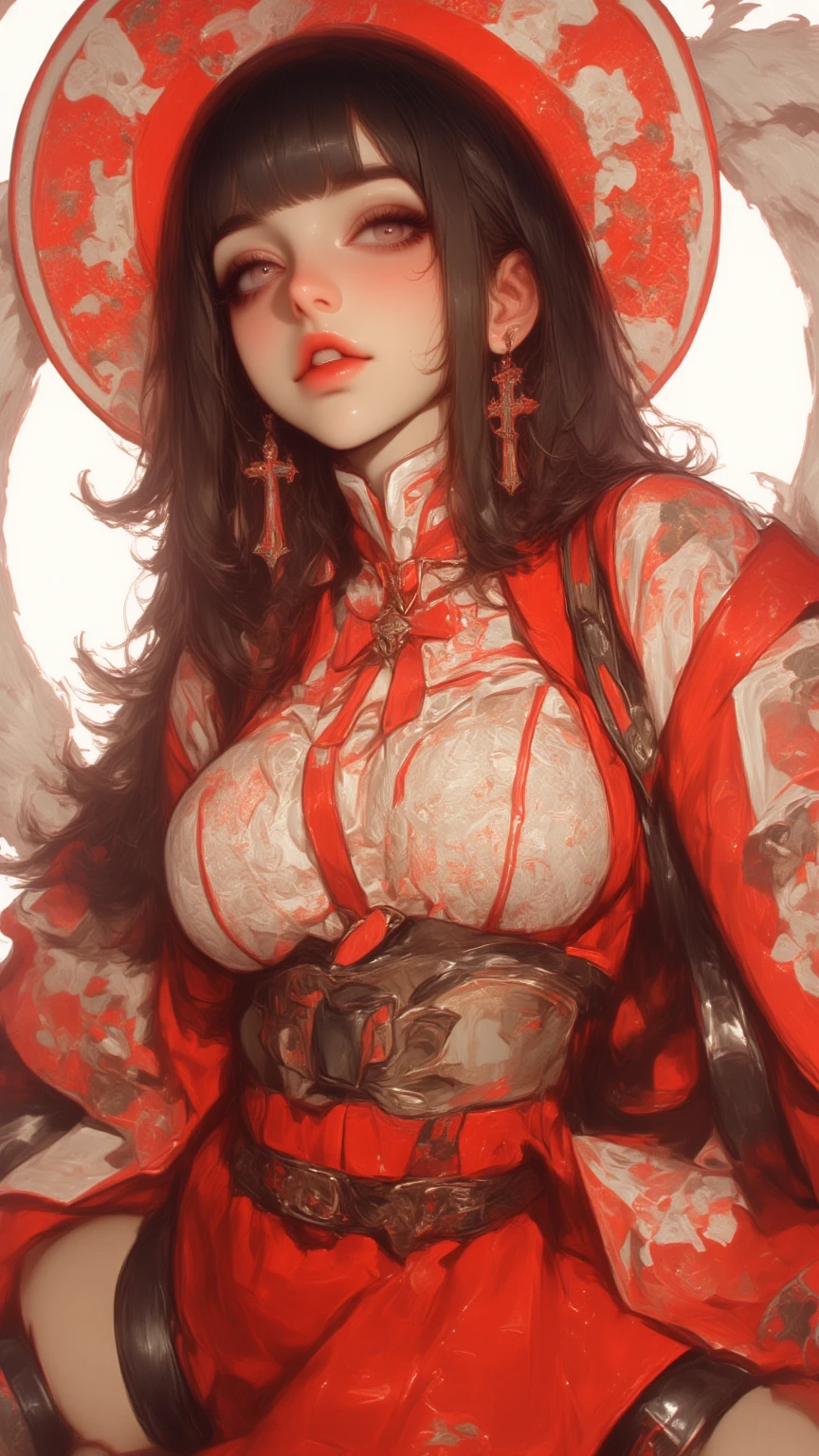 (masterpiece, best quality:1.3), (upper body:1.5), expressive eyes, perfect face, 1girl, 14 years old, small breast, slim body, beautiful, gorgeous, anime, girl, lora, talim, 1girl, dark skin, black hair, braid pigtails, white hat, arabic clothes, see-through, (covering chest by hands:1.5), (big cute eyes:1.5), (empty eyes, simple eyes, red glowing pupils:1.5), (crotch tattoo, glowing tattoo:1.5), (night, magic circle, beautiful temple:1.5)
