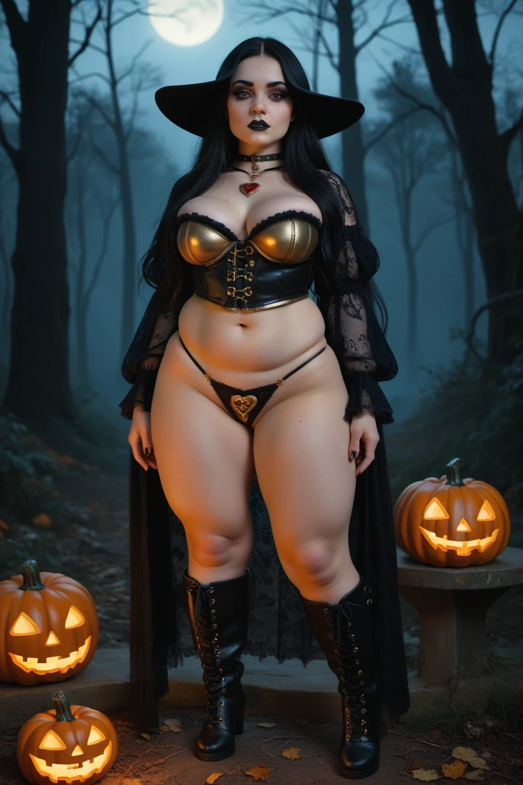 A ebony woman cowboy with very big breast in full height