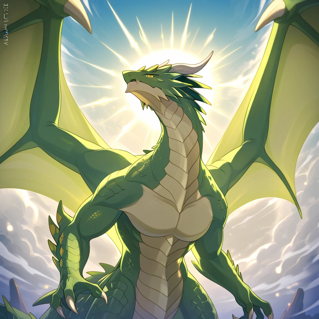 A flying dragon snake with a snake-like body, a flying squirrel's head with dragon horns on its head, bat wings, and pale green fuzz on its back. Monsters, game illustrations