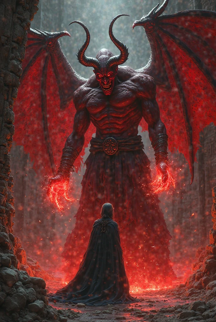 Man fighting against satan