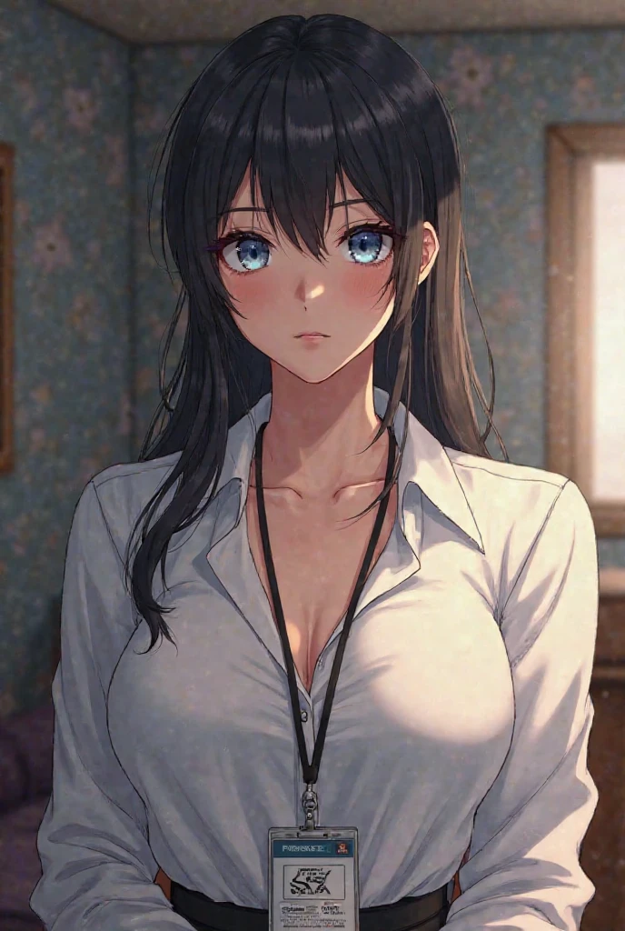 anime girl with black hair and white shirt posing in front of window, seductive anime girl, beautiful alluring anime woman, guweiz, artwork in the style of guweiz, attractive anime girl, realistic anime 3 d style, beautiful anime woman, style artgerm, realistic anime artstyle, anime woman, smooth anime cg art, artgerm. anime illustration