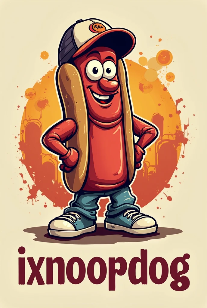Generate a logo mascot of a Hotdog Man for a restaurant where hotdogs and hamburgers are served. The drawing style has to be that of the "Futurama" series